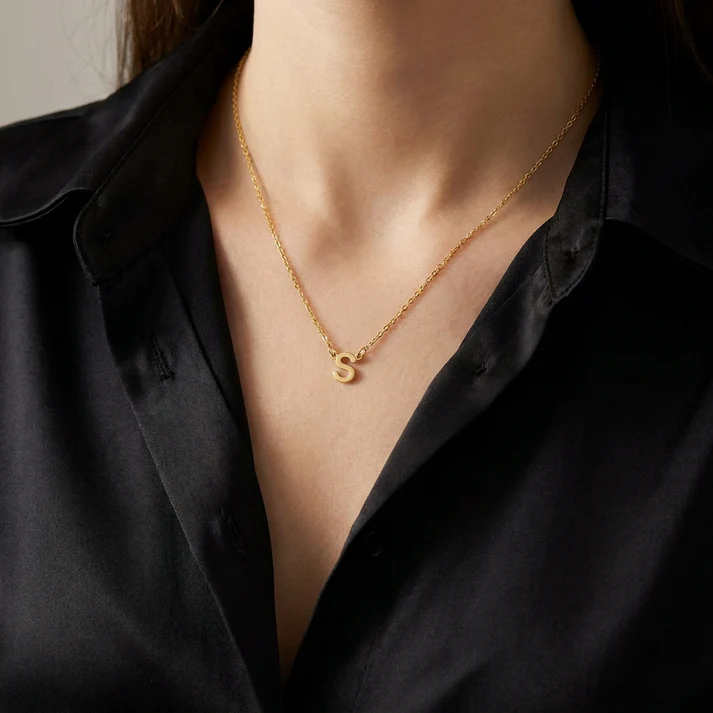 Initial Tiny Alphabet Chain Necklace For Women 